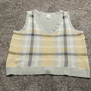 Belle du jour women's vest 4X mint green yellow cream green excellent condition.